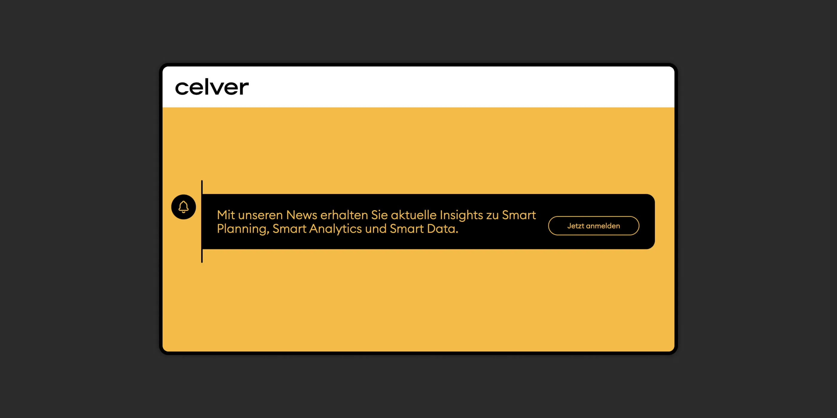 A detailed view of the newsletter teaser on the Celver website