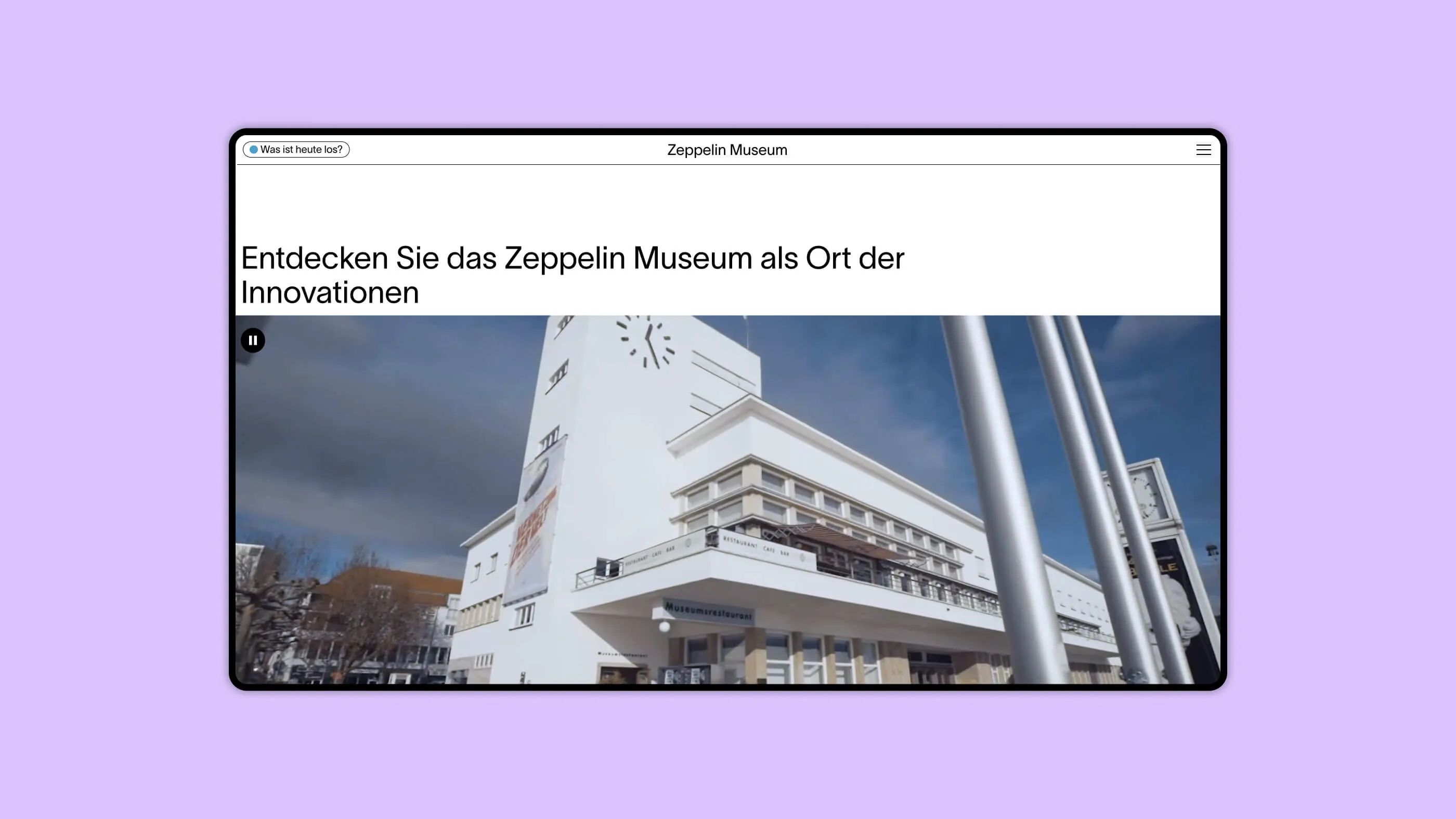Ein Screenshot der Webseite des Zeppelin Museums