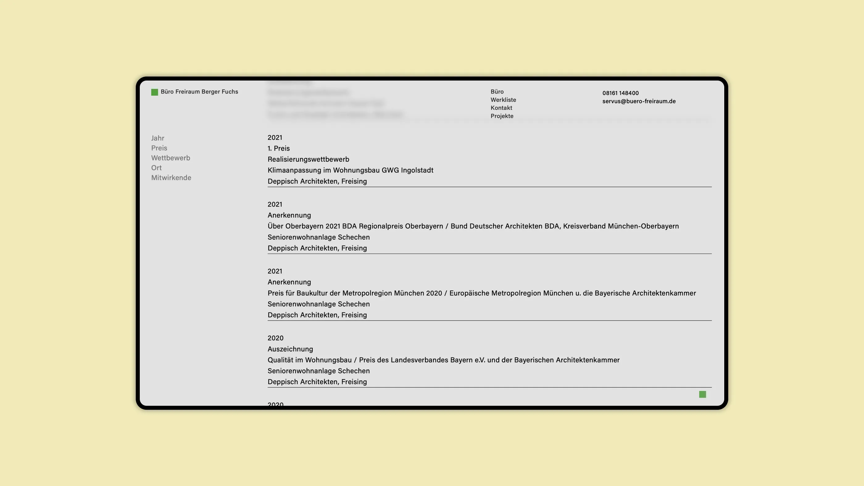 A screenshot of a long list on the website