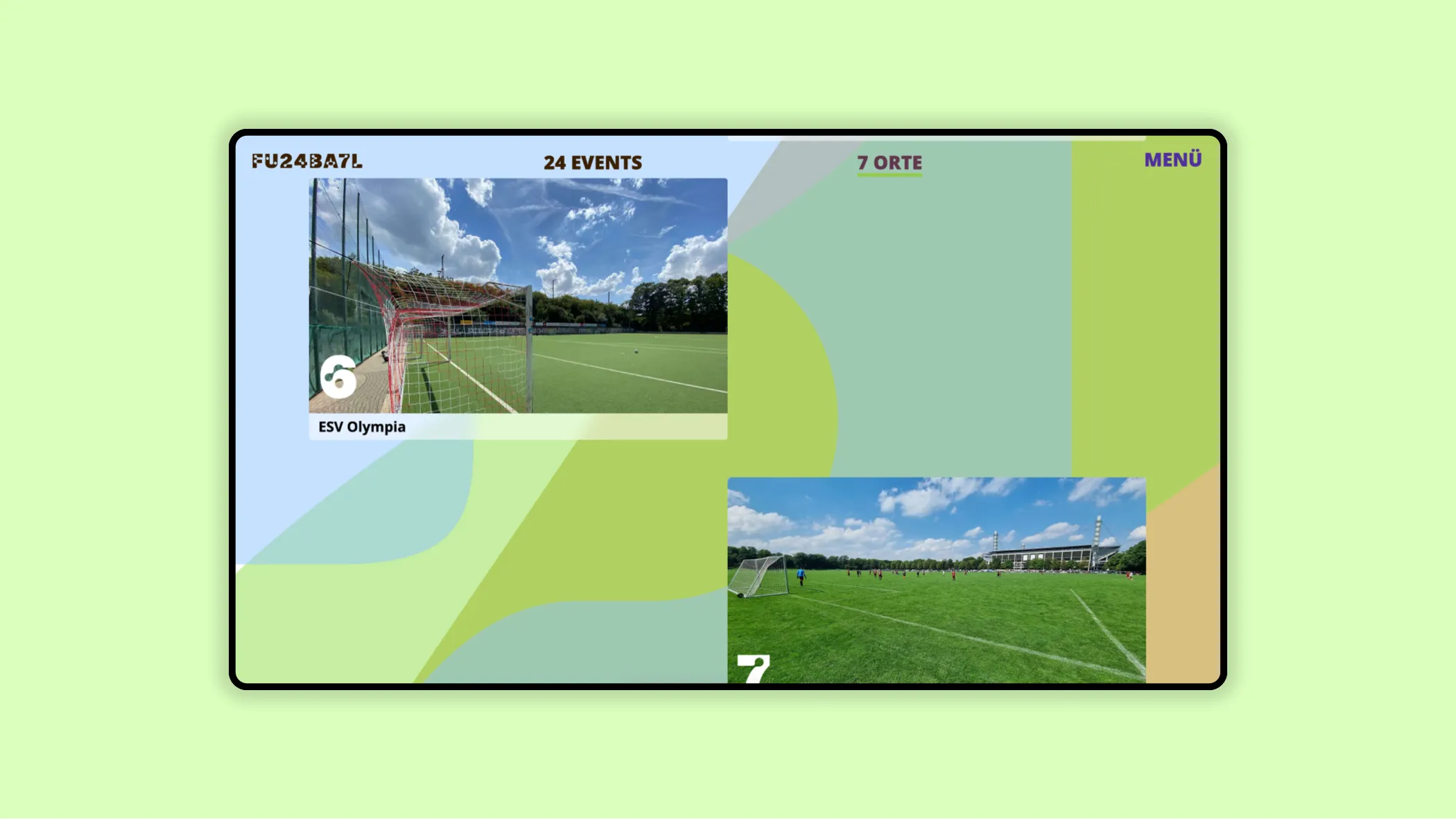 Abereiteter Screenshot der Website von FU24BA7L, dem Festival für Fußballkultur in Köln