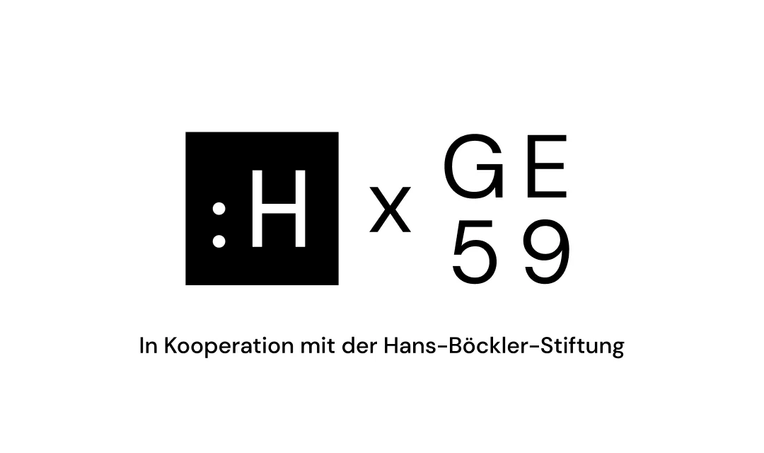 Das Logo/Zeichen von HENKELHIEDL und das Logo von GE59 mit dem Hinweis »In Kooperation mit der Hans-Böckler-Stiftung