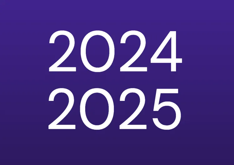 Die Jahreszahlen 2024 und 2025 in schwwarz auf weiß