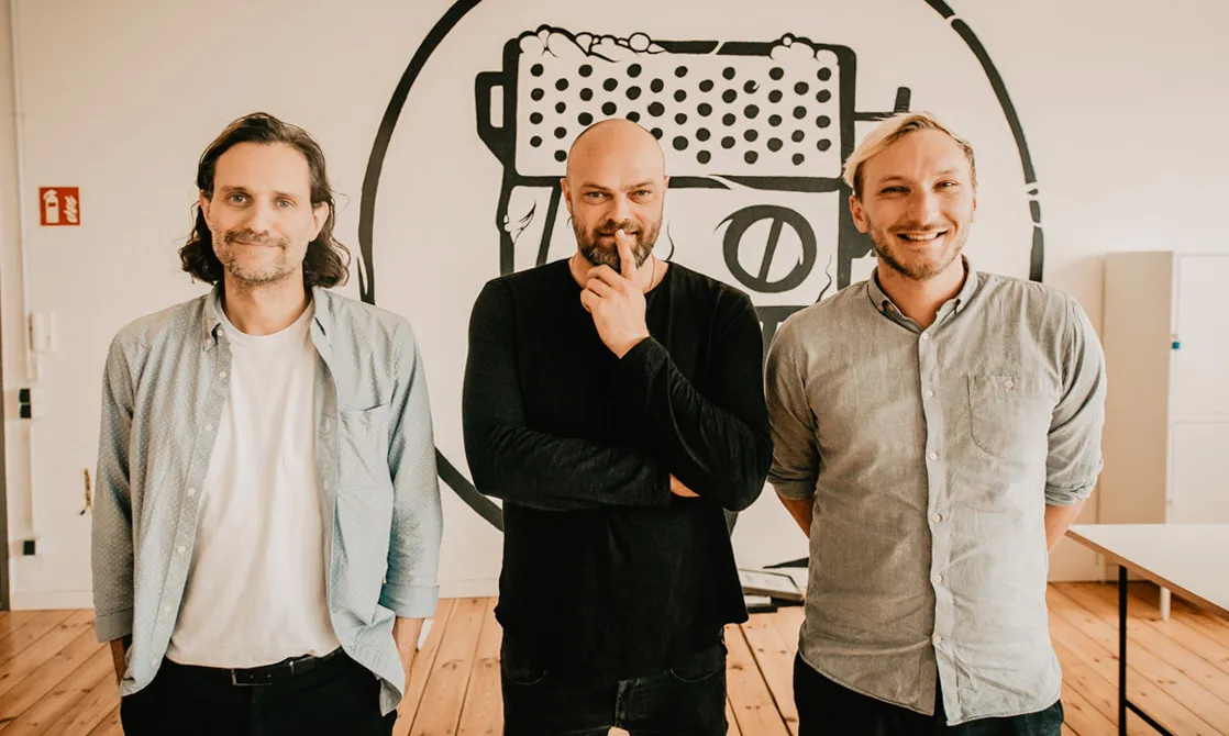 The three managing directors of Sendefähig Manuel Möglich, Christian Tipke and Dennis Leiffels