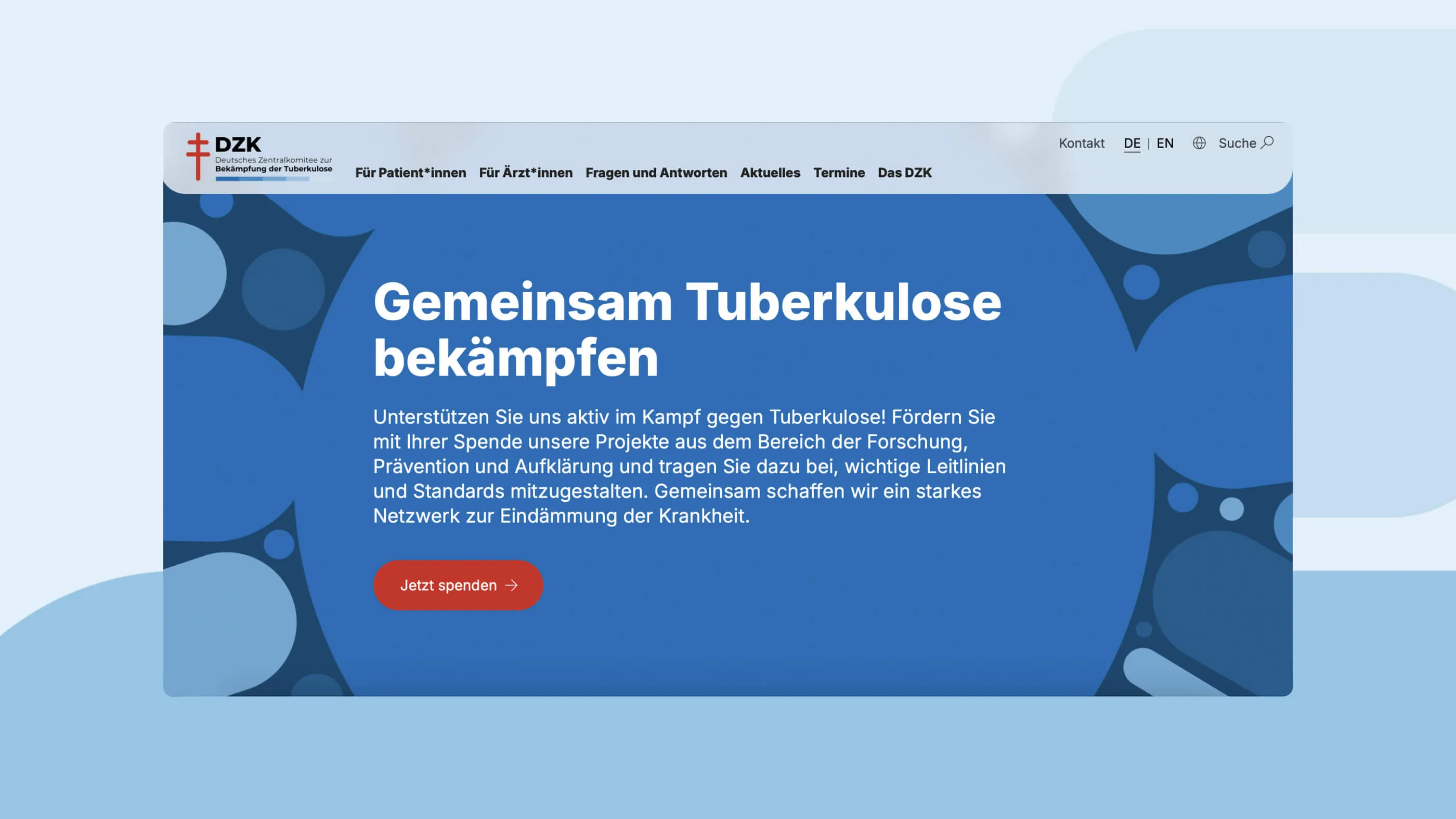 Screenshot des Spendenaufrufs ‘Gemeinsam Tuberkulose bekämpfen’