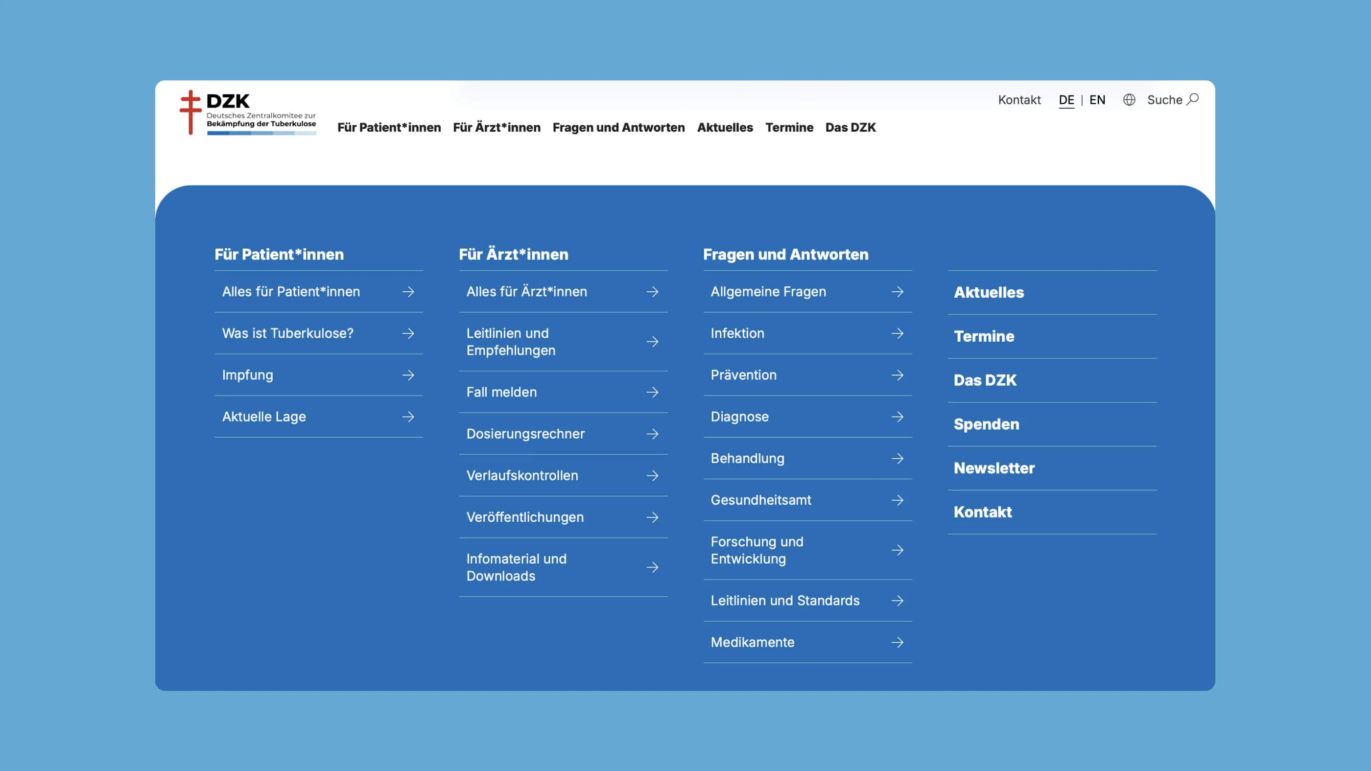 Screenshot des DZK-Footers
