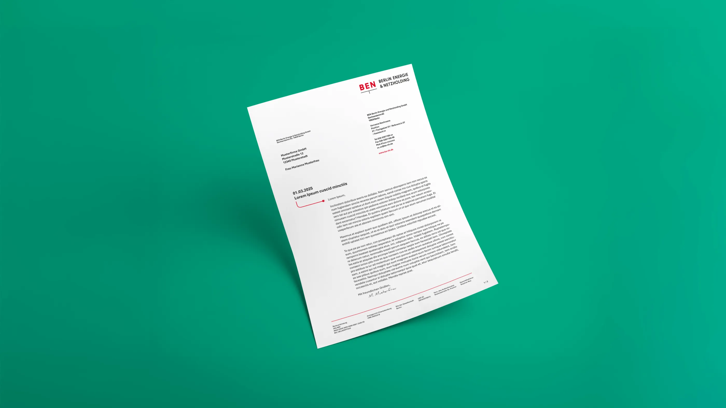 The designed letterhead