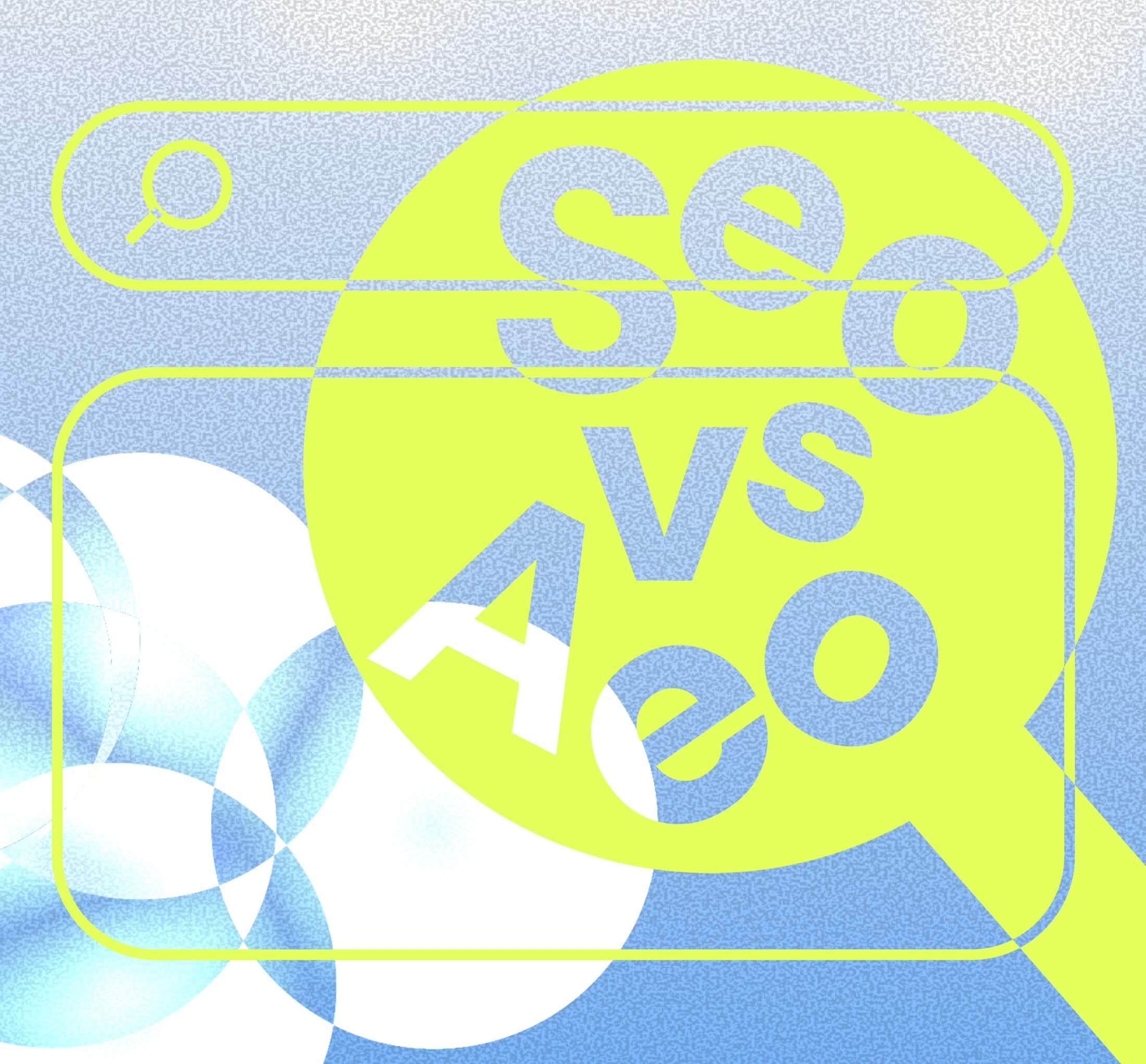 Abstract graphic with the words SEO and AEO