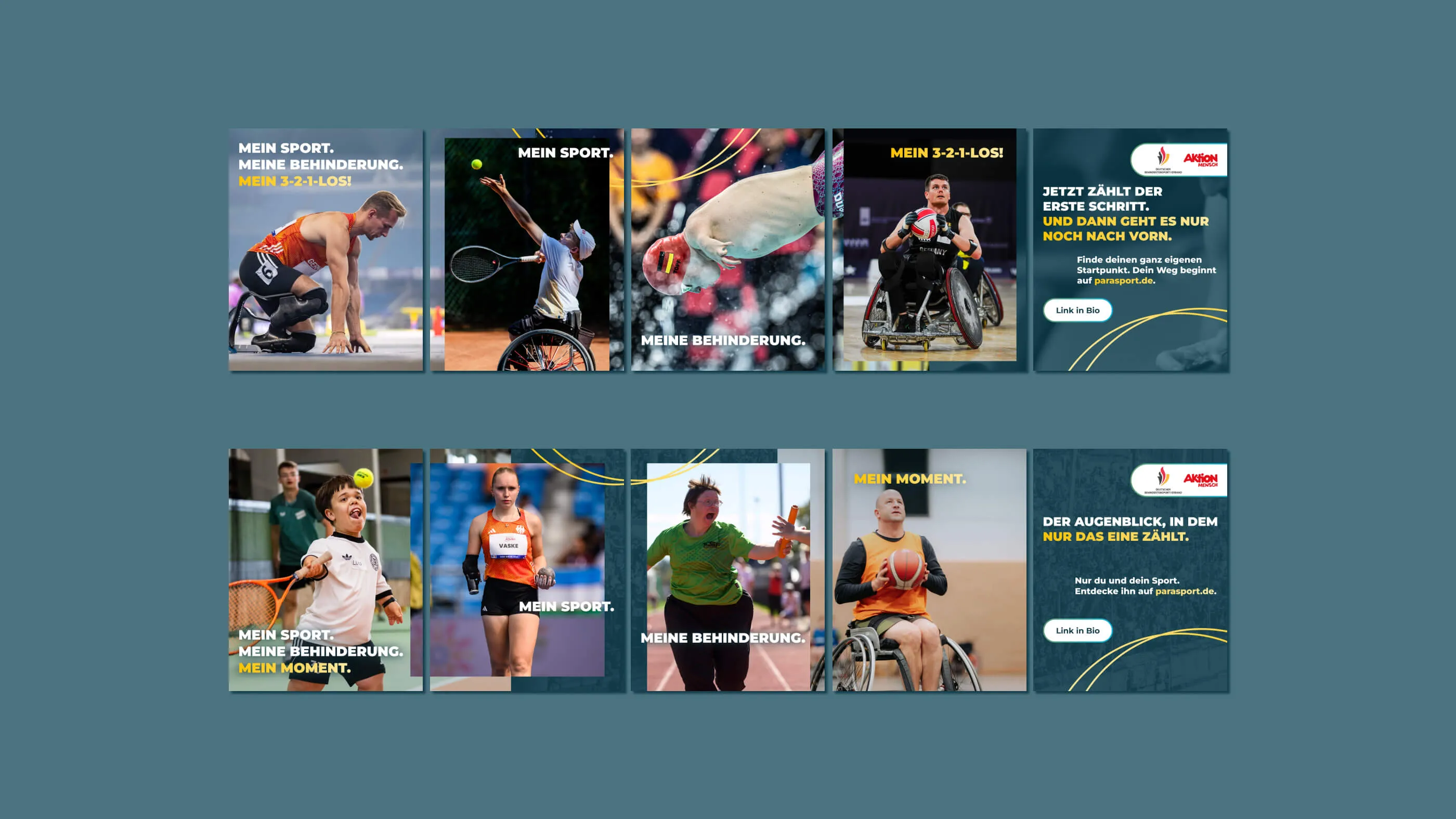 Collage der  #MeinSport – Parasport Kampagne Motive