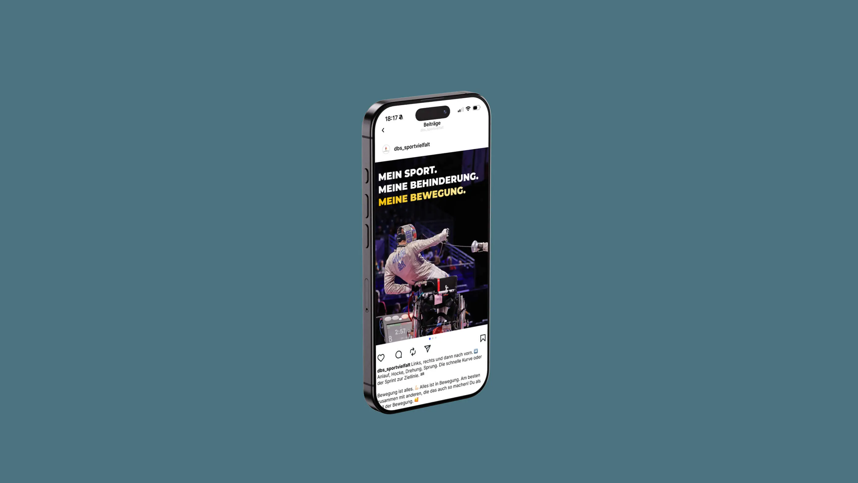 Mockup eines Smartphones mit der #MeinSport – Parasport Kampagne