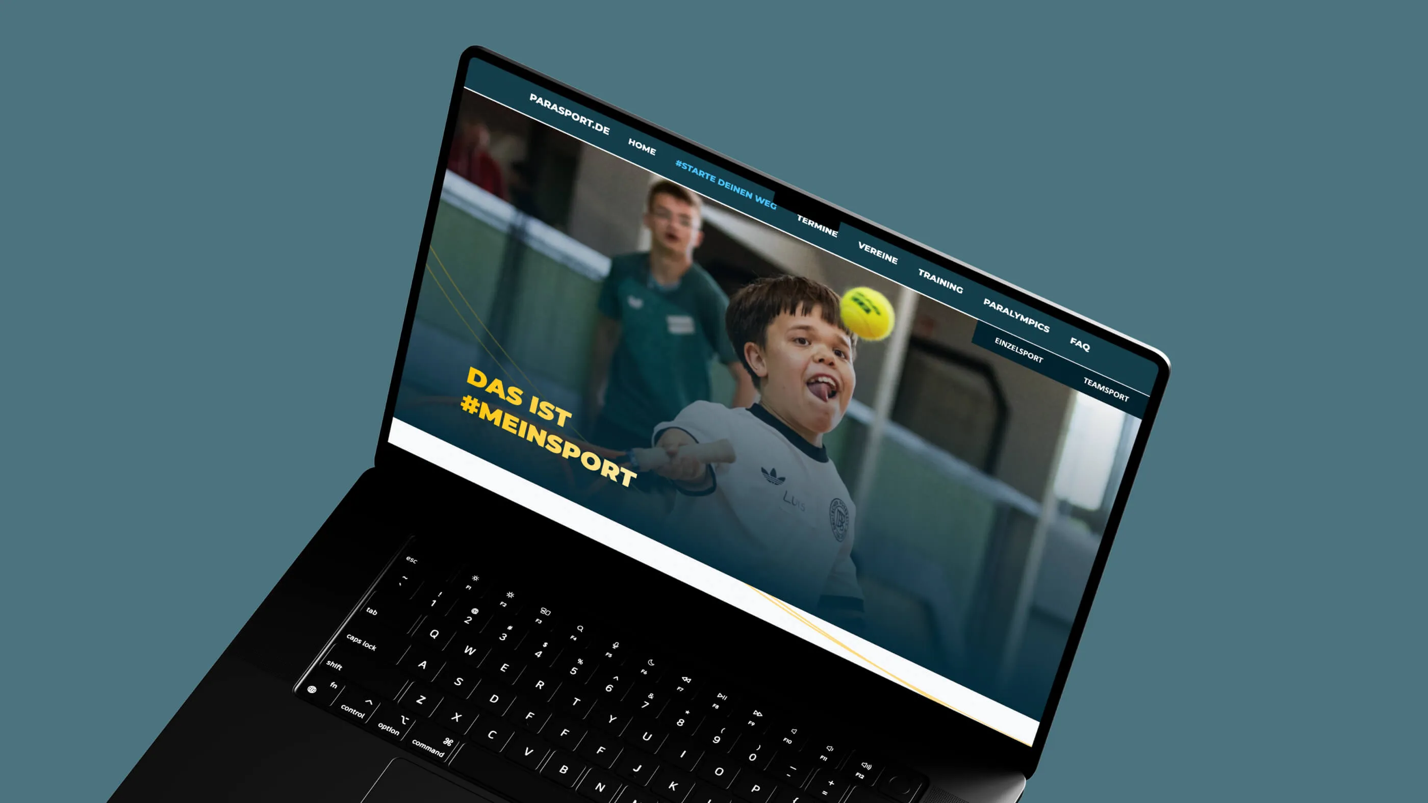 Mockup eines Laptops mit Motiv der  #MeinSport – Parasport Kampagne