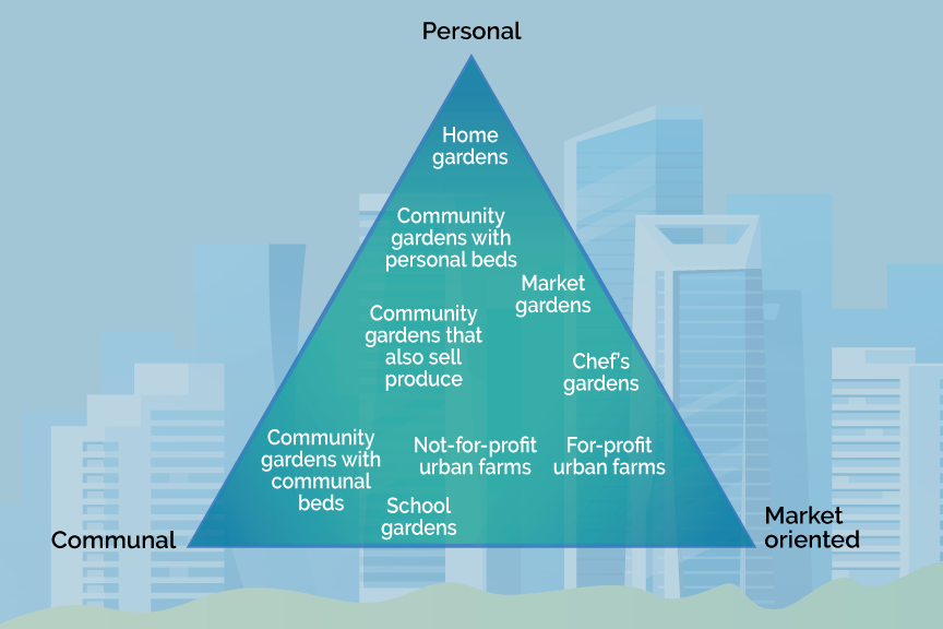 Triangle graph showing different garden types