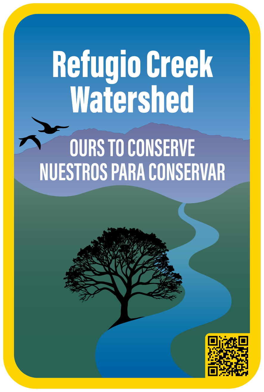 small duplicate of the Refugio Creek Watershed sign