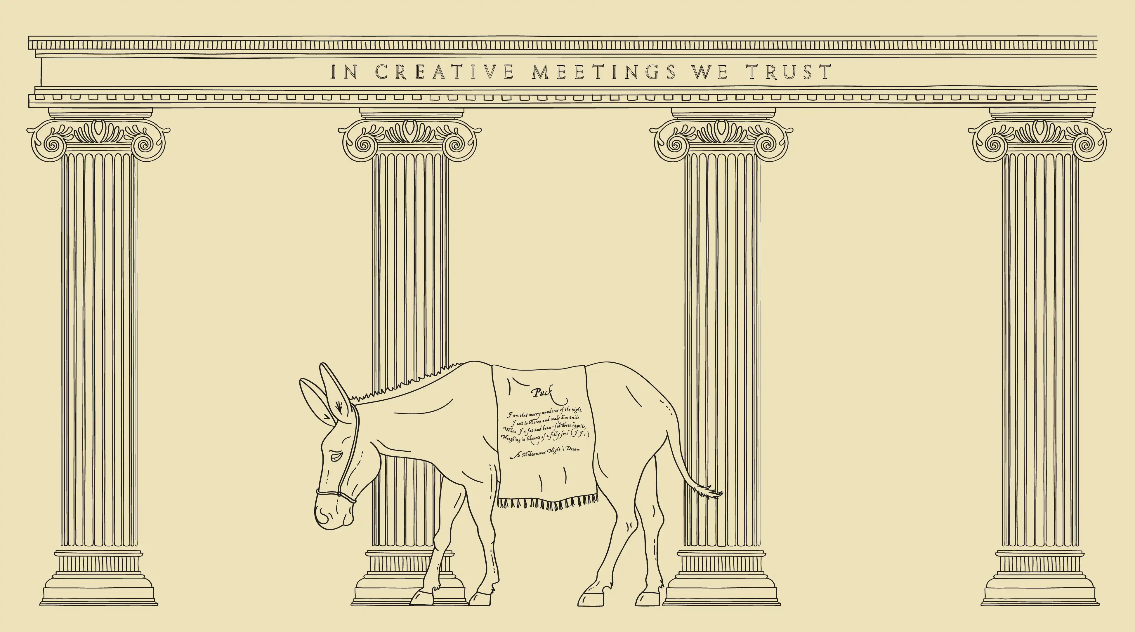 Illustrative arches with a donkey standing in front