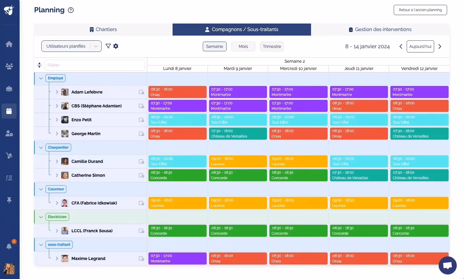 planning et suivi de chantier alobees