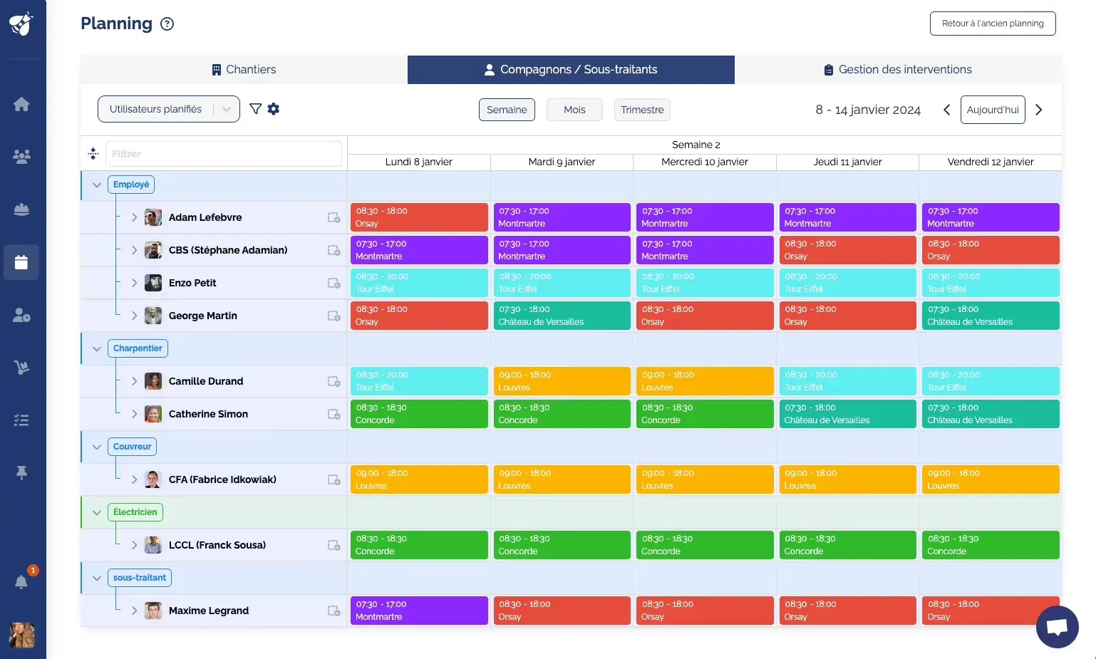 planning et suivi de chantier alobees