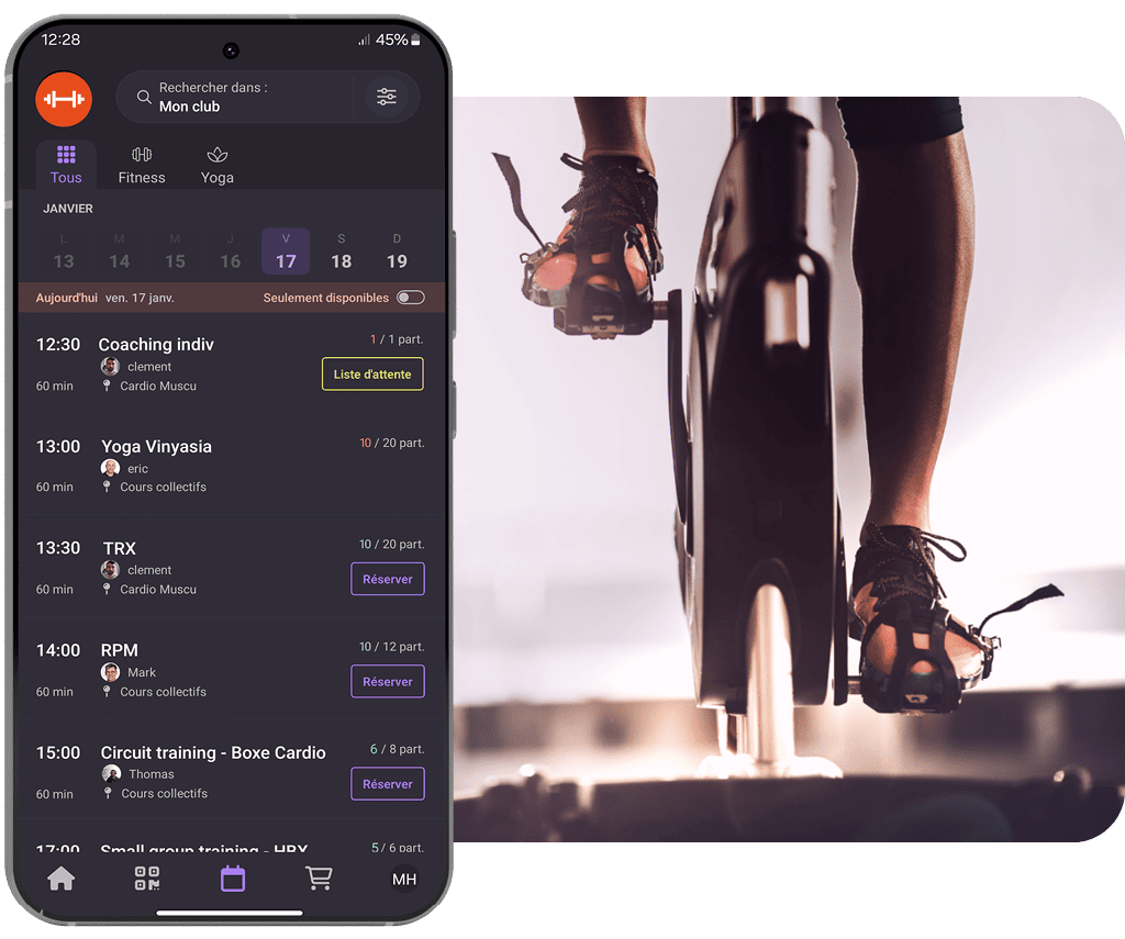 Logiciel de réservation cours Fitness