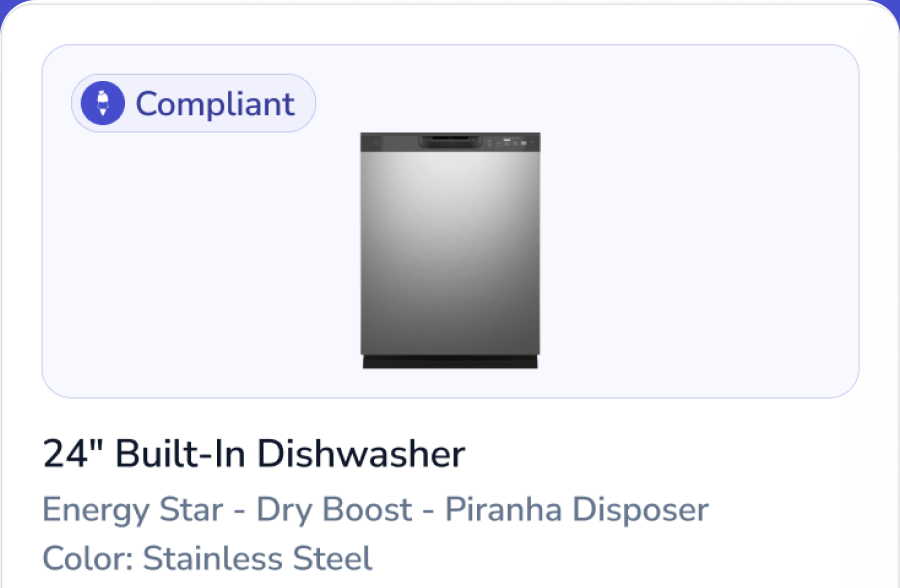 Sibi showing the approved product for a unit