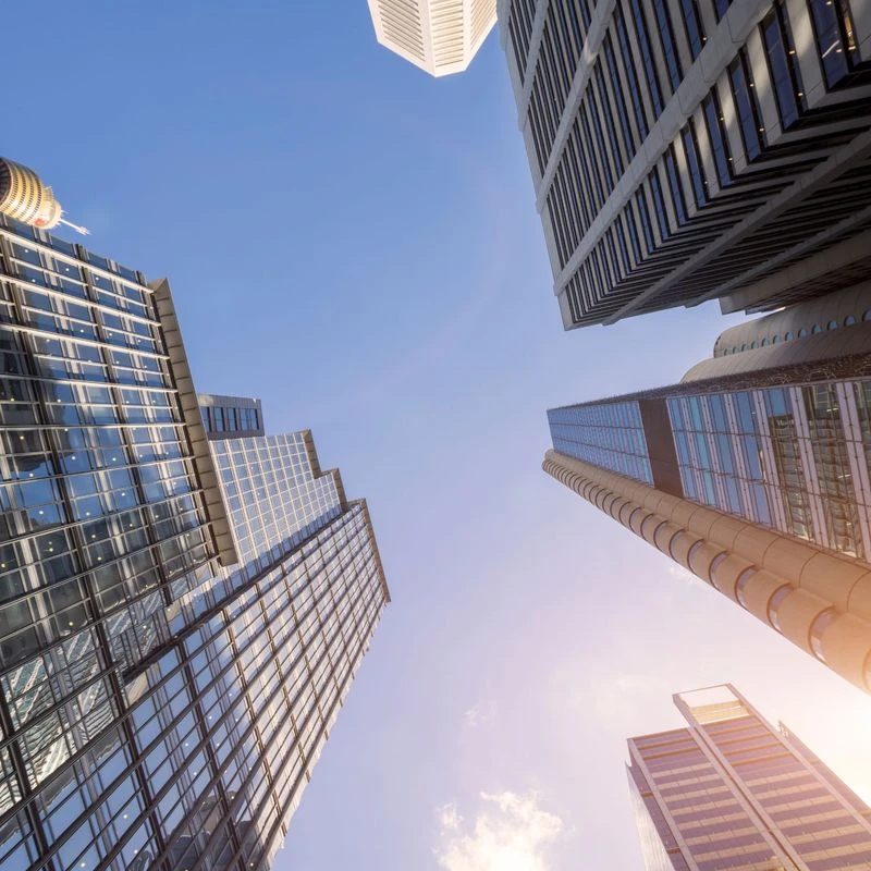 sydney skyscrapers looking up at the sky in a city