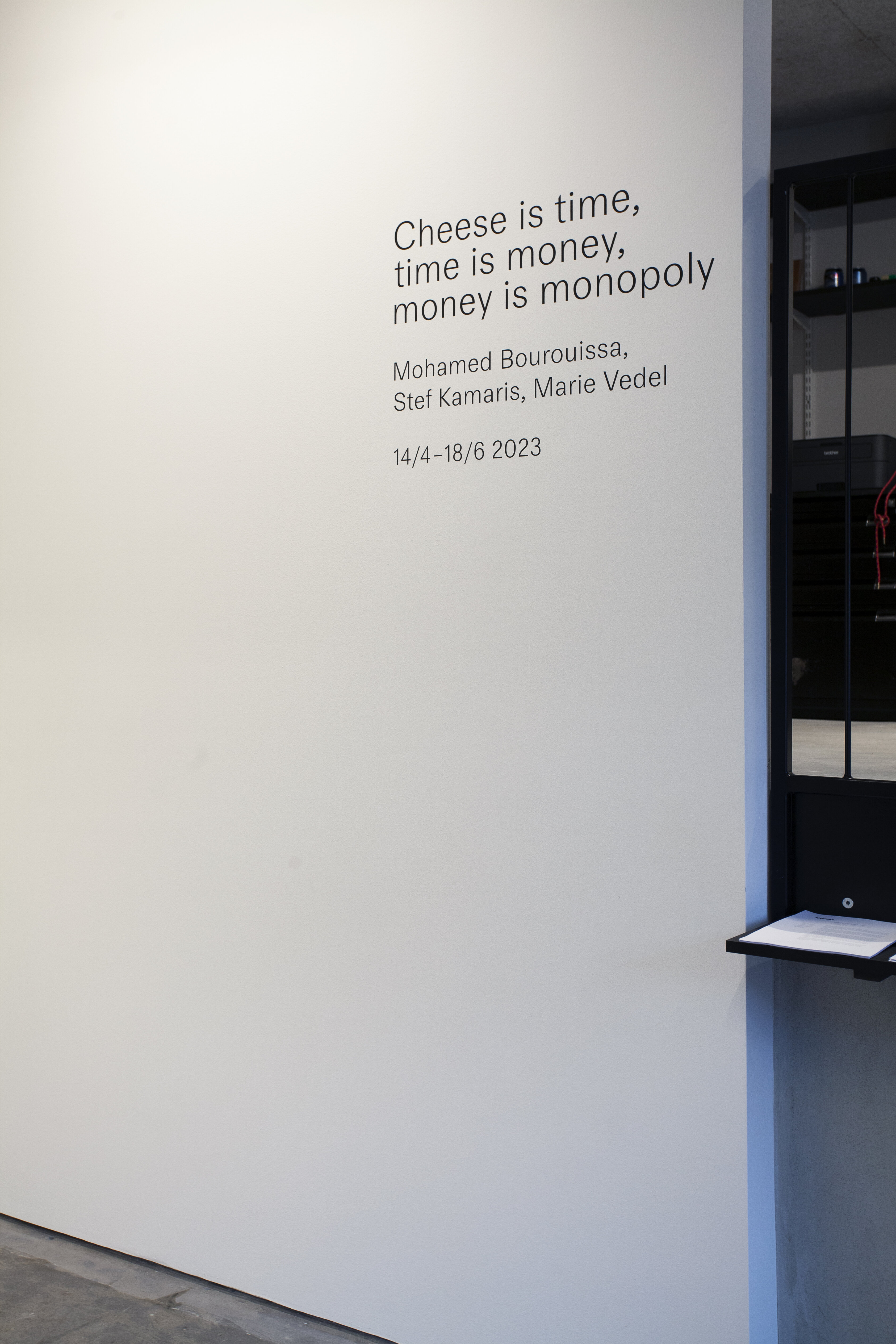 Cheese is time, time is money, money is monopoly. Installationsvy. 