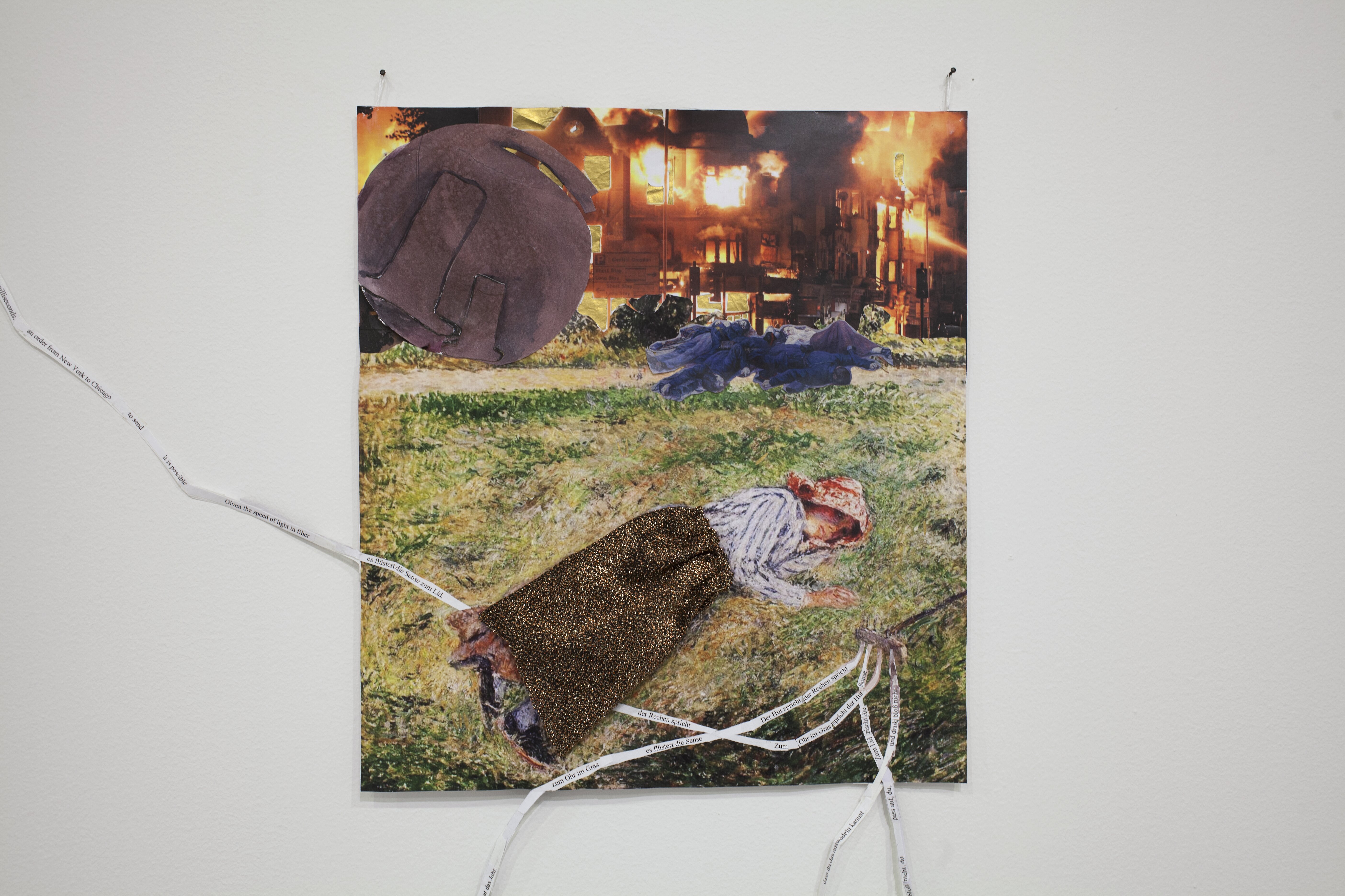 Alice Creischer, Der Hut spricht, der Rechen spricht, es flüstert Sense zum Ohr im Gras, 2019.