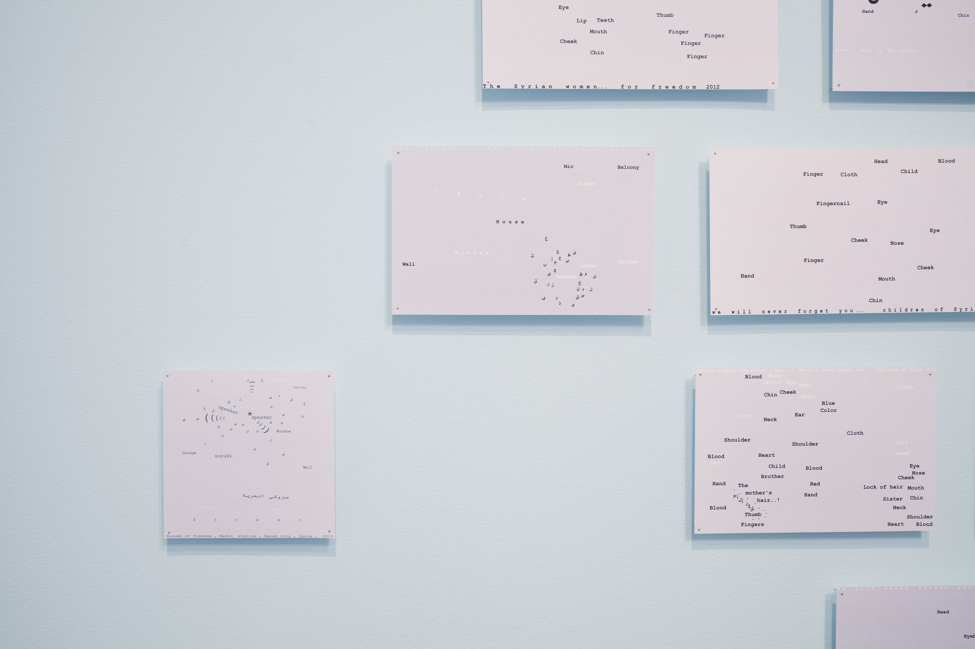 Akram Al Halabi, Visual text from Cheek, 2013 (detalj).