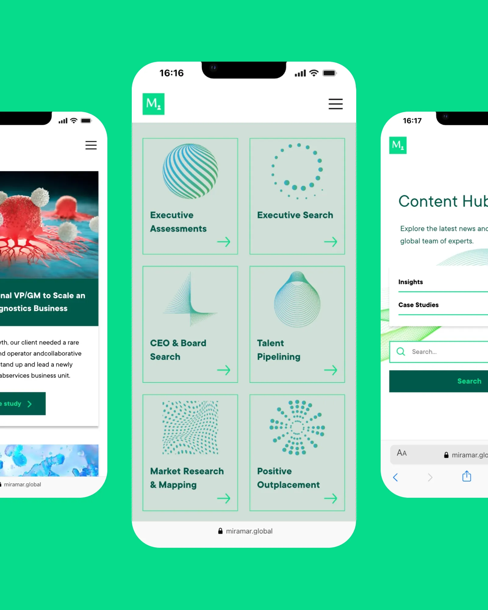 Miramar Global website mobile screens