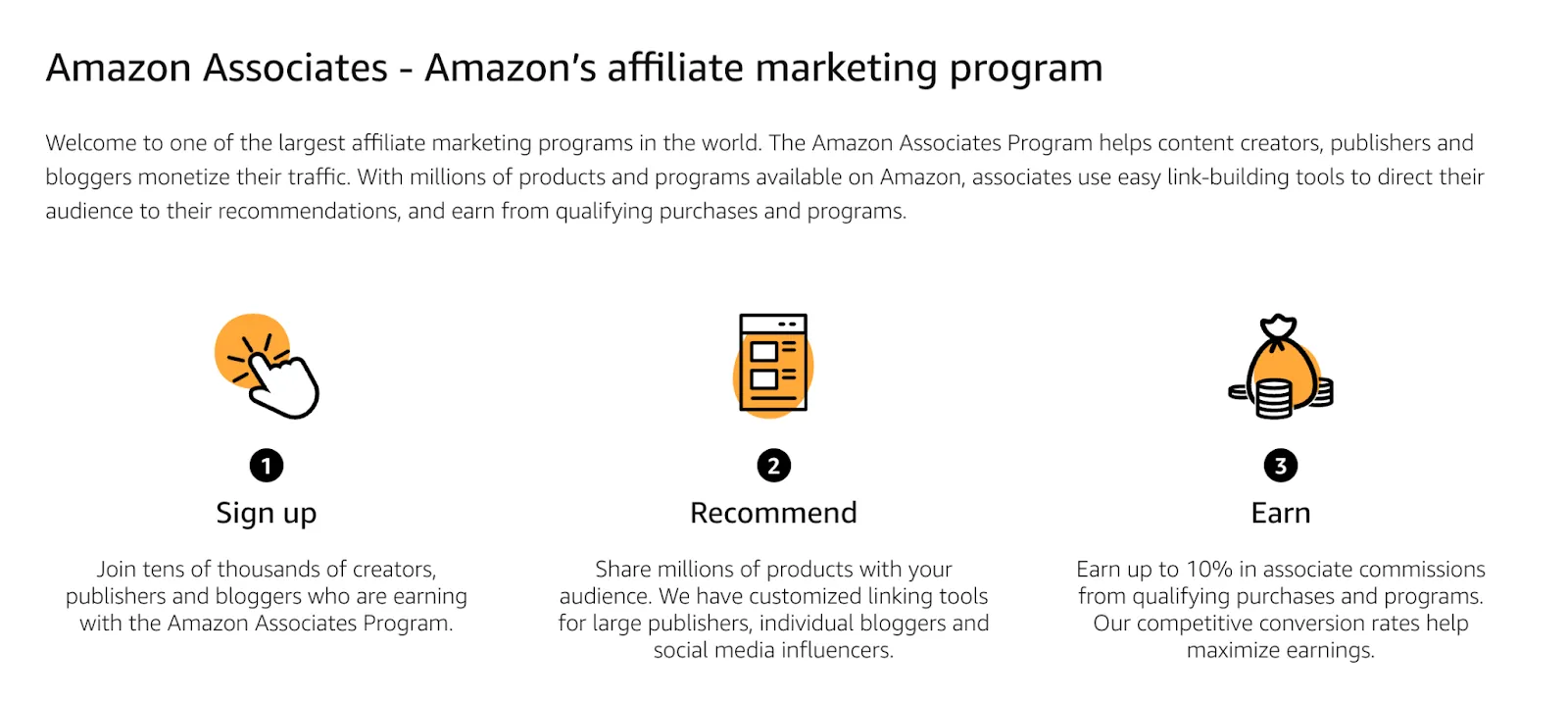 Affiliate program example Amazon