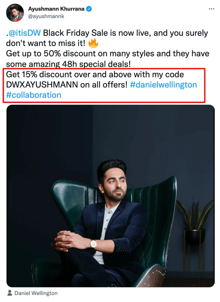 Daniel Wellington Code referral tracking example