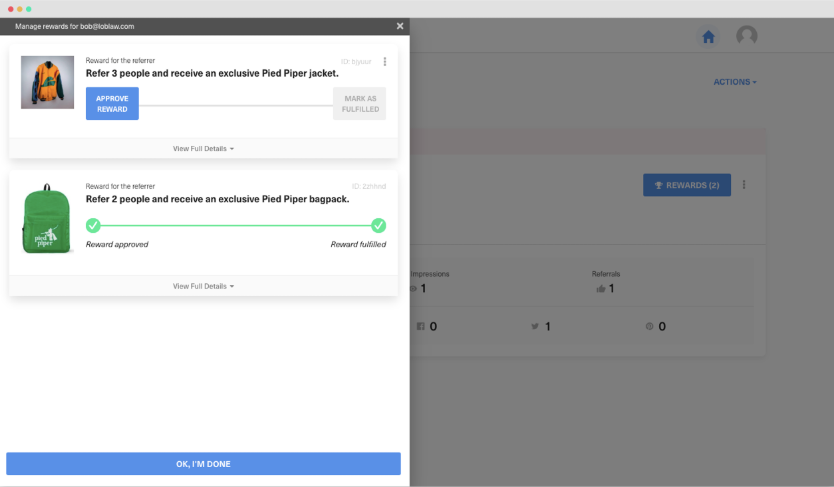 A screenshot of the GrowSurf product.