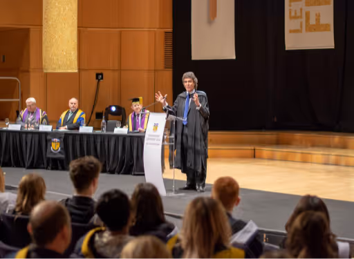 Jim Pettigrew speaking at graduation ceremony