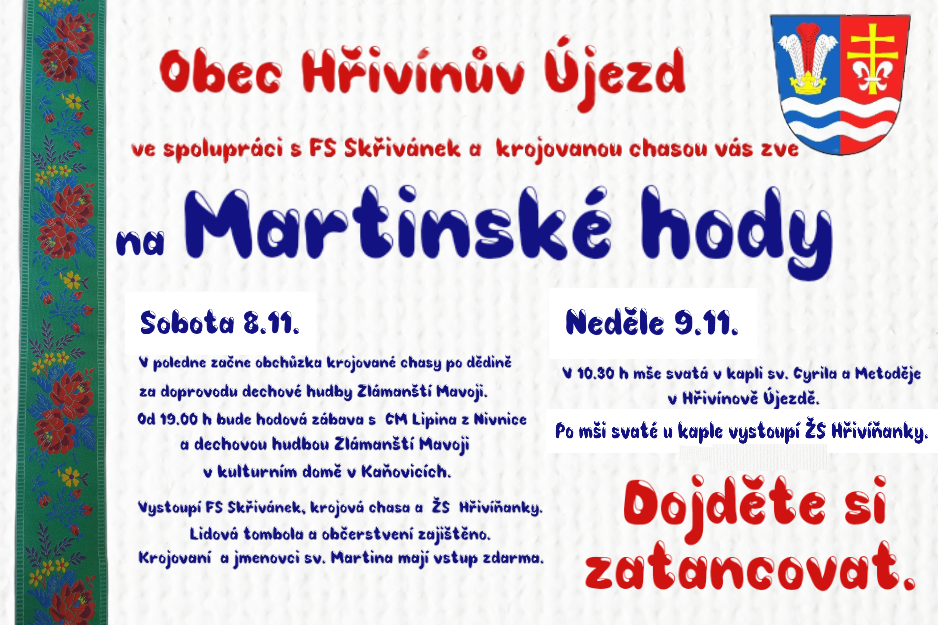 Obec Hřivínův Újezd - Martinské hody 8. - 9.11.2025