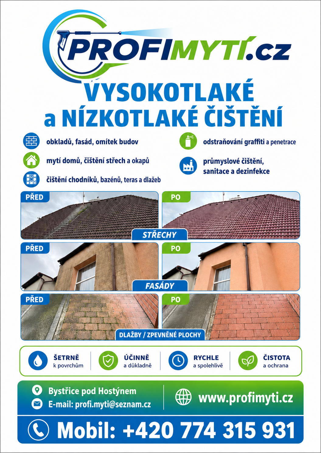 Vysokotlaké a nízkotlaké čištění 