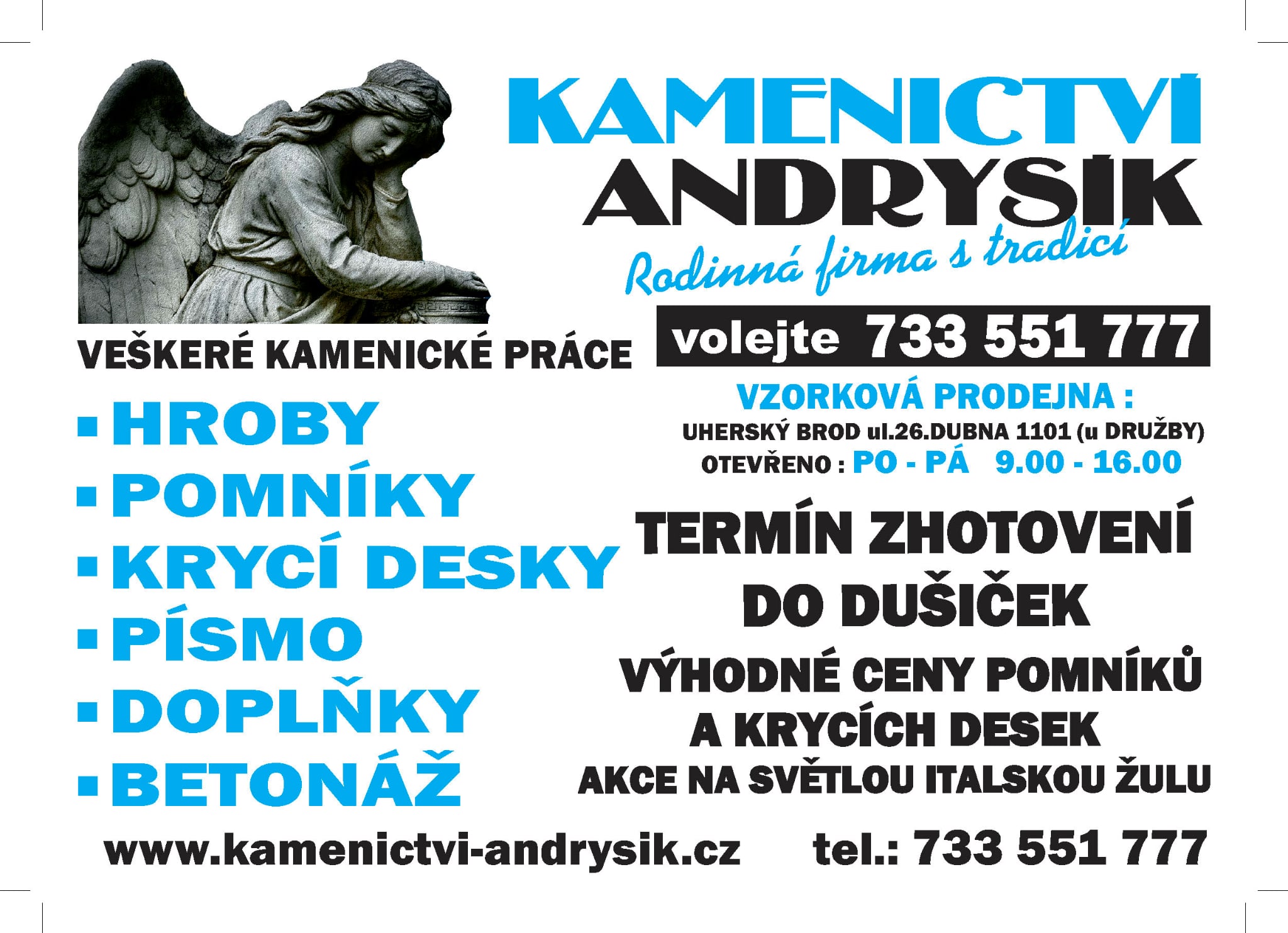 Kamenictví Andrysík Uherský Brod nabízí