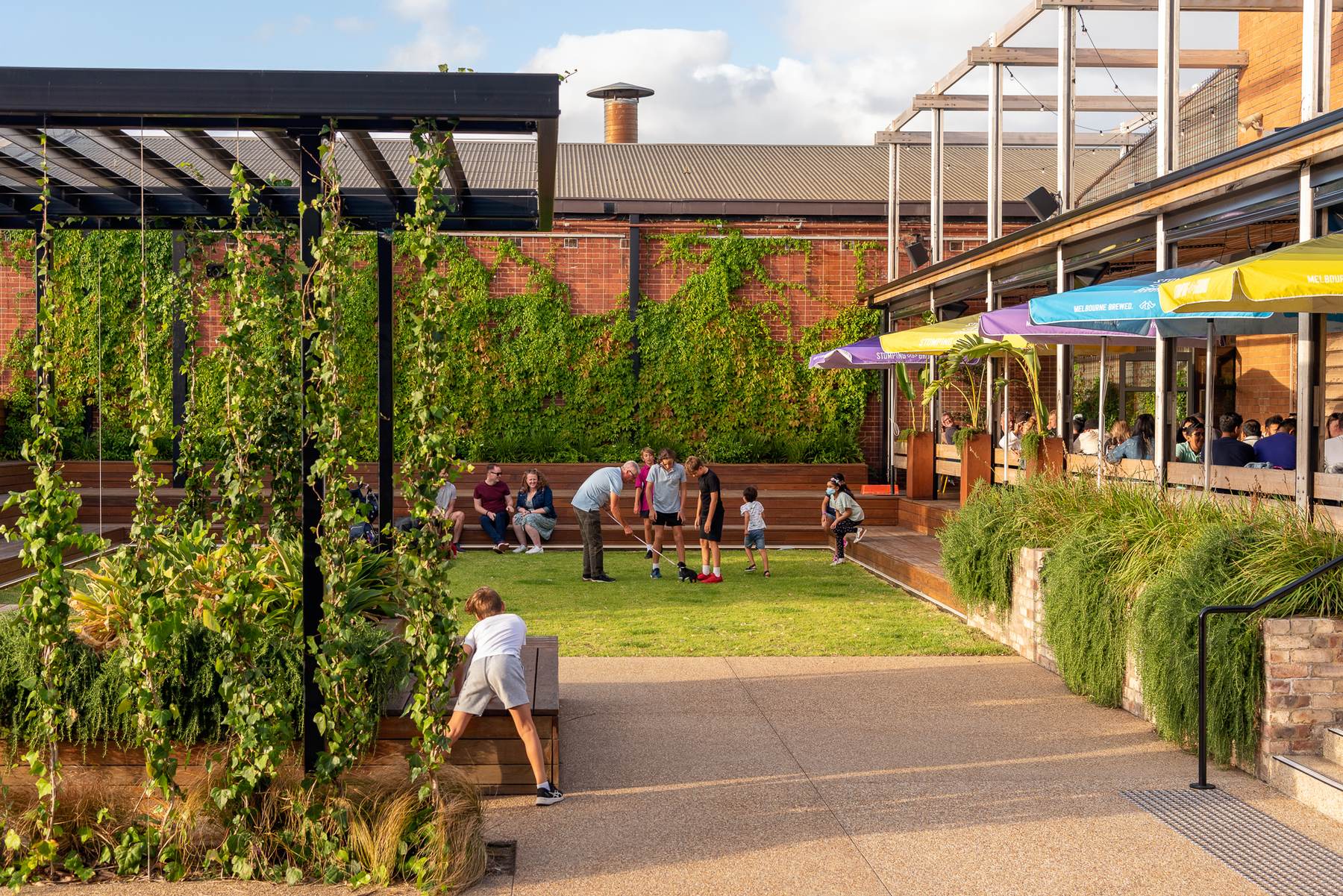 The Morris Moor precinct in Moorabbin, a former industrial estate regenerated into a courtyard of retail and hospitality