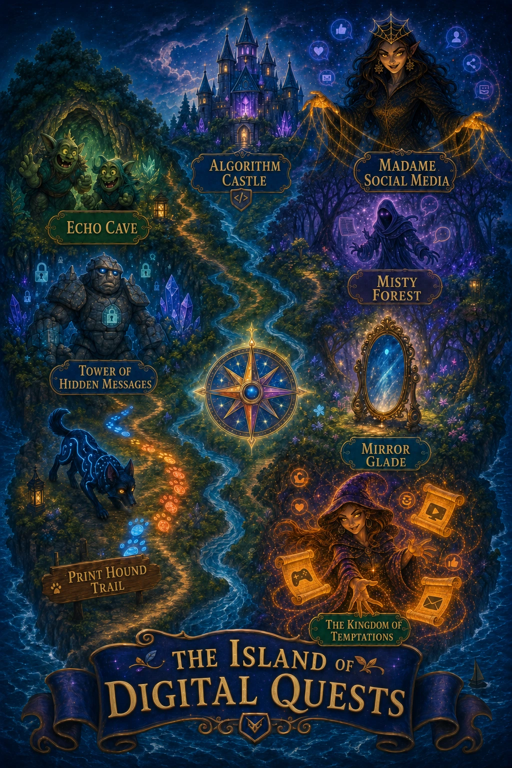 The Island of Digital Quests treasure map