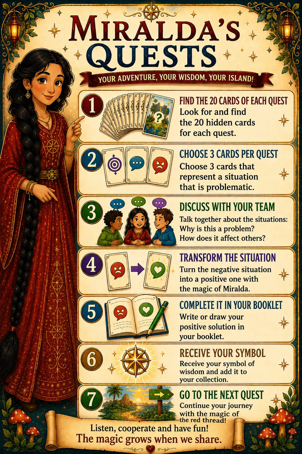 How the experience works — the Miralda quest poster