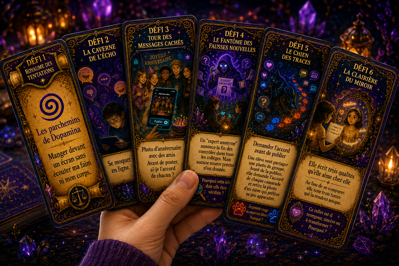 Six jeux de cartes de jeu-défi
