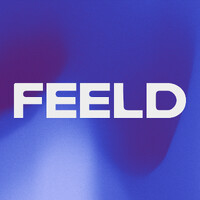 FEELD wordmark in bold white letters on a gradient background of blue and purple shades.