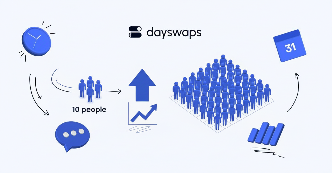 Škálovatelnost HR: Jak Dayswaps roste z 10 na 1000 lidí