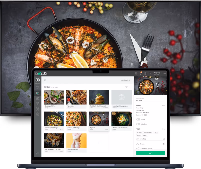 Digital signage for restaurants, Look CMS