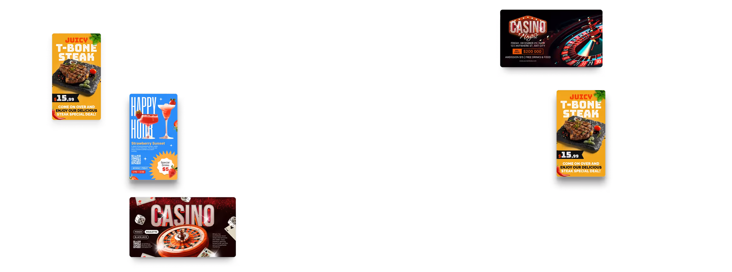 Digital signage for casino, templates 