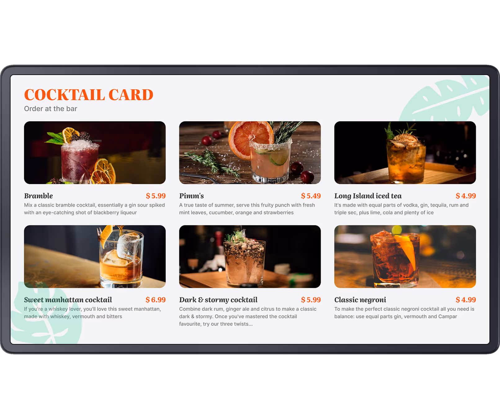 Interactive Scenarios Coctails Card
