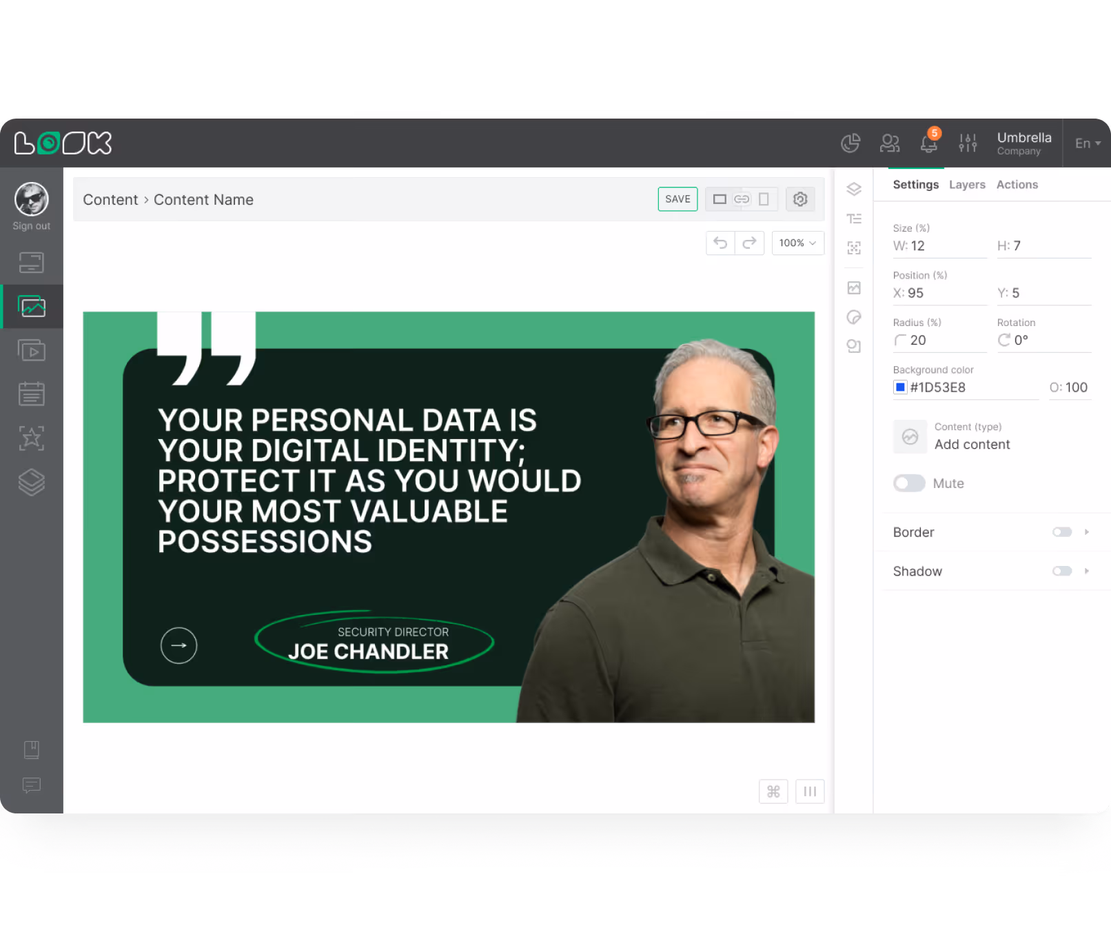 Quote on digital identity by Joe Chandler, security director, with his portrait on green background.