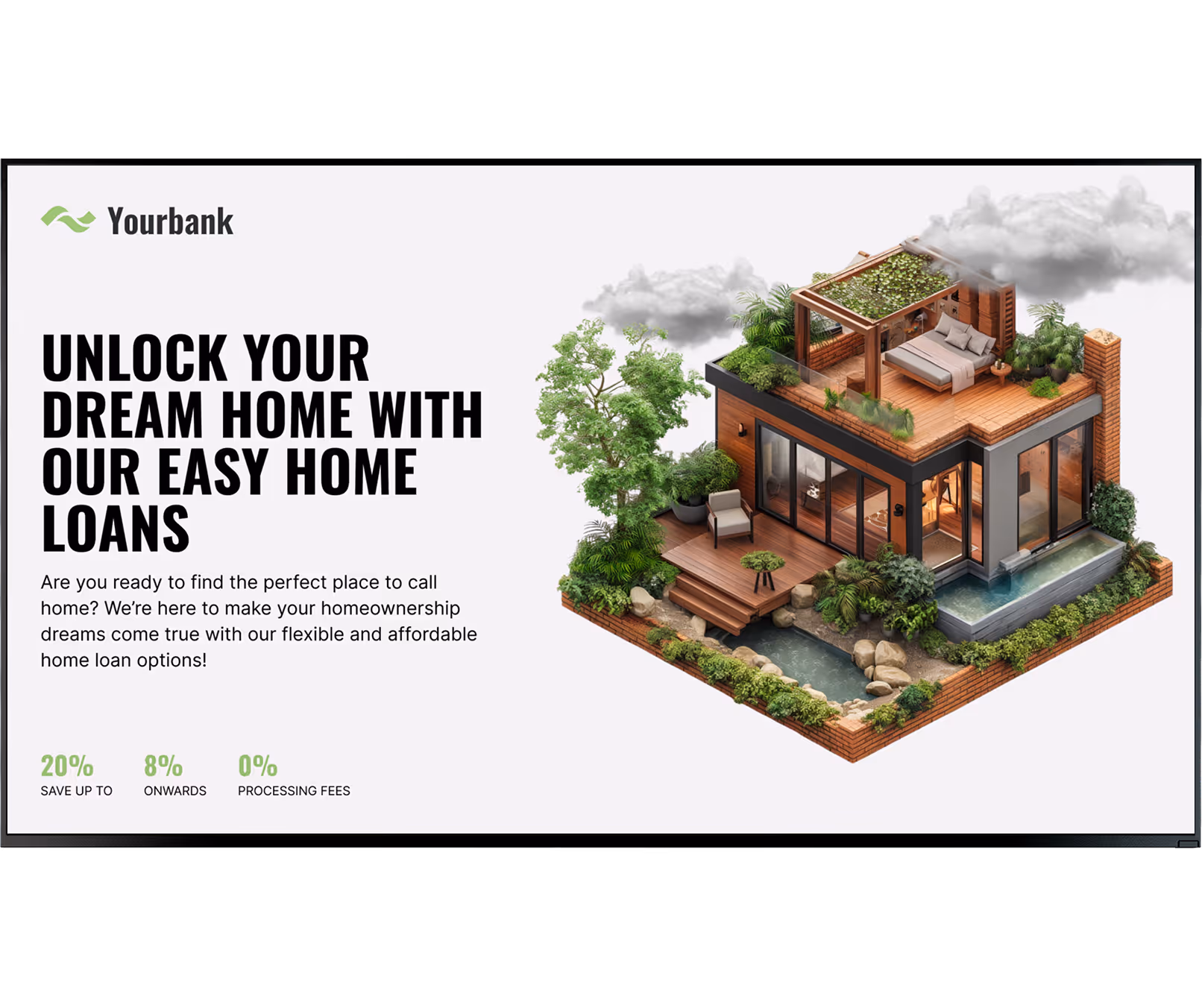 Modern small house with rooftop garden and pool promotes easy home loans from Yourbank.