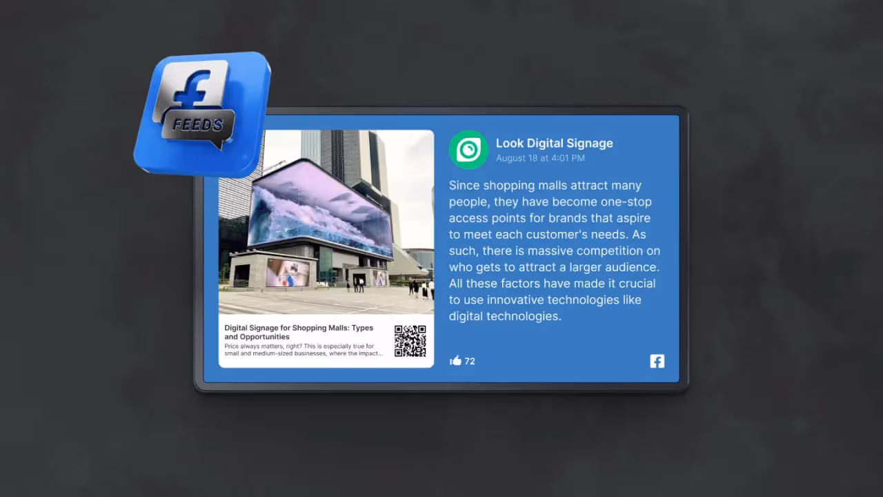 Aplicación de feeds de Facebook para software de señalización digital