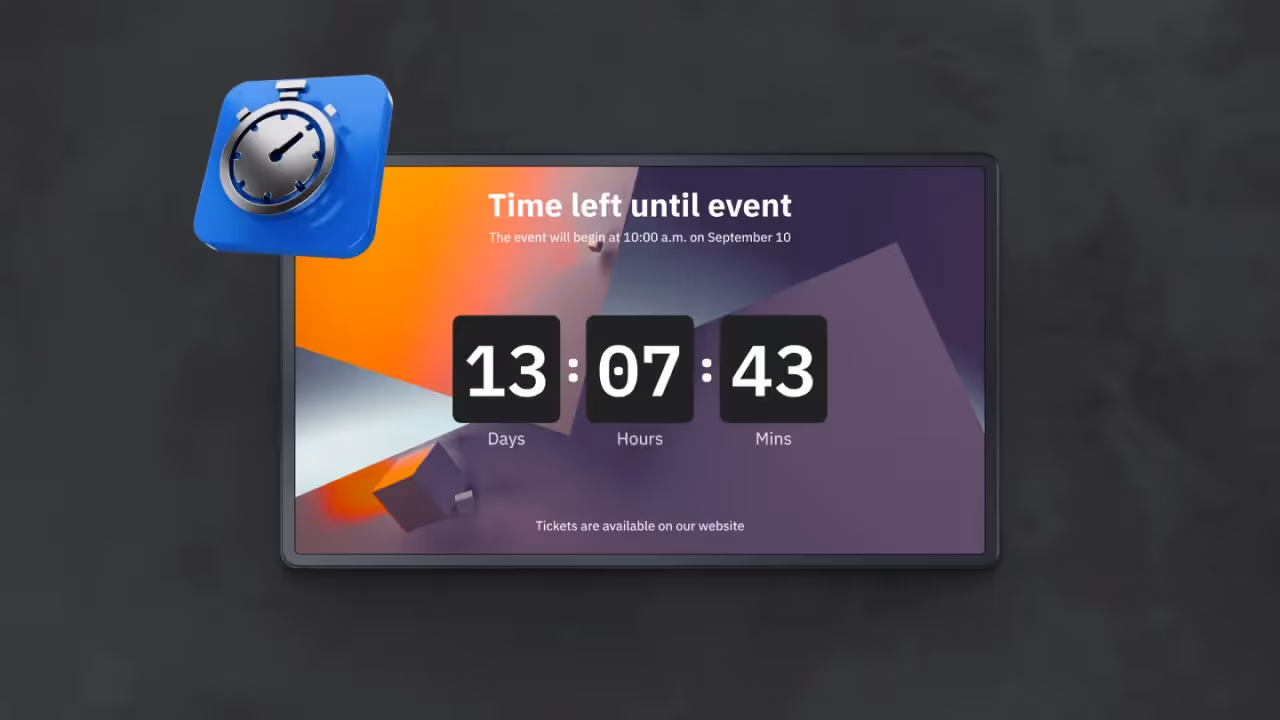 App con conto alla rovescia per software di digital signage
