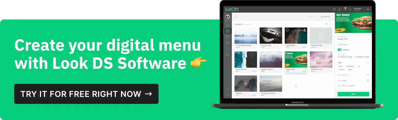 Create your digital menu with Look DS Software