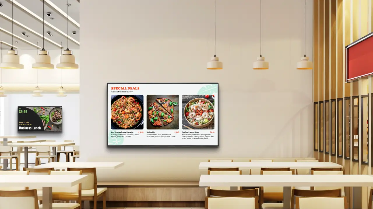 Digital Menu Board examples in the restaurant