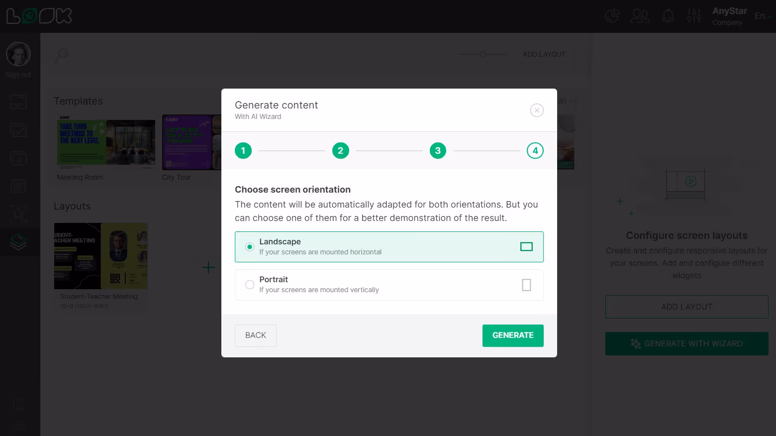 Choose  landscape or portrait orientation