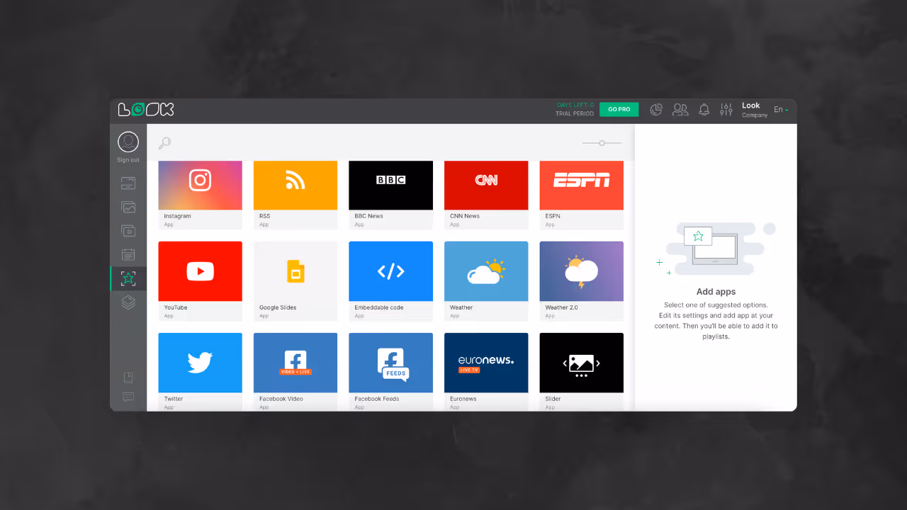 Look digital signage cms